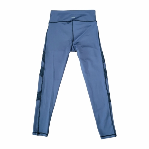 Nualime blue mesh panel 7/8 length athletic leggings- size S- made in USA - Picture 2 of 9
